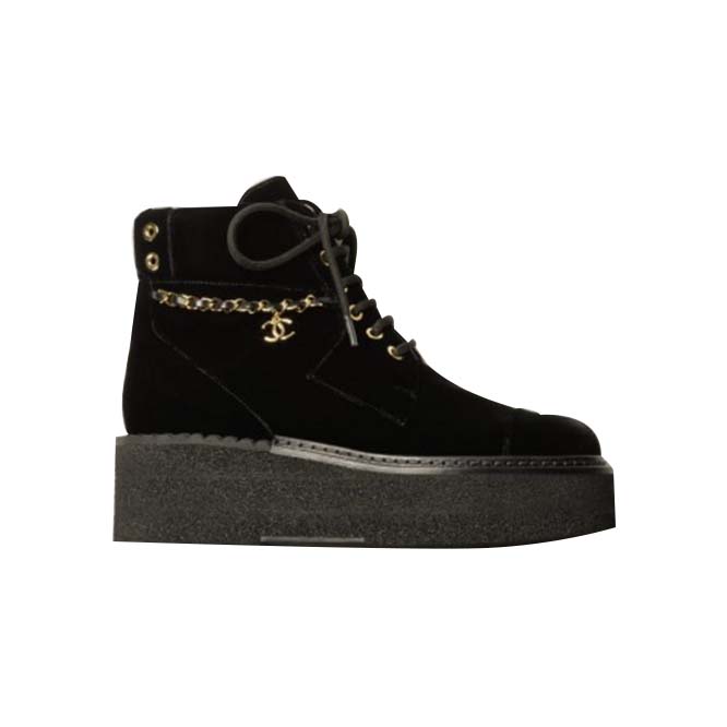 Ch*el lace-ups velvet & metalblack g39332 x56706 94305